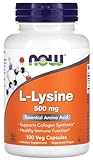 Now Foods - L-Lysin 500 mg | Hochwirksame Aminosäure für die Unterstützung der Immunfunktion und Kollagenbildung - 100 Veggie-Kapseln