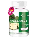 Graviola 500mg - 180 vegane Kapseln ! 6-MONATS-VORRAT ! - aus Graviola-Frucht (Stachelannone, Soursop) - Hochdosiert | Vitamintrend®