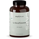 Nutri + L-Glutamin Kapseln vegan + hochdosiert - 200 Mega Caps - 750 mg pure L-Glutamine pro Kapsel - höchste Dosierung - pflanzlich ohne Zusatzstoffe