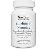 NatuGena Silizium-3-Komplex Ackerschachtelhalm/Bambus/Brennnessel + Vitamin C / 120 Kapseln HPMC 0 (60-Tage-Packung)