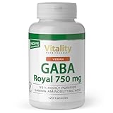 GABA Kapseln Hochdosiert, 750 mg pro Kapsel (120 Stk) Gamma-Aminobuttersäure ohne Zusätze ohne Gentechnik, GABA Royal Vitality Nutritionals by VitaminExpress