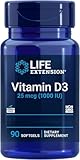 Life Extension, Vitamin D3, 1000 IE (25mcg), 90 Weichkapseln, hochdosiert, Laborgeprüft, Glutenfrei, Sojafrei, Ohne Gentechnik