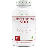 L-Tryptophan 500 mg - 300 vegane Kapseln - Reine Aminosäure aus pflanzlicher Fermentation - Laborgeprüft (Wirkstoffgehalt & Reinheit) - Ohne Zusätze - Hochdosiert - Vegan - Premium Qualität