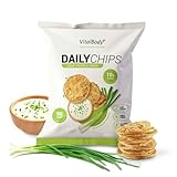 VitalBodyPLUS DailyChips, Protein Chips mit Sour Cream & Onion Geschmack, 6 x 25 g, Eiweiß Snack mit 40% Protein, Fitness Snack zum Abnehmen oder Muskelaufbau, zuckerarm, glutenfrei und proteinreich