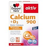 Doppelherz Calcium 900 + D3 + Biotin – Calcium leistet einen Beitrag zum normalen Knochenerhalt und zur normalen Muskelfunktion – 30 Tabletten