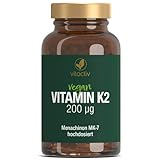 VITACTIV Vitamin K2 Tabletten 200 µg - 90 Stück (3 Monate) - Vitamin K2 MK7 All Trans Menaquinon - Für Knochen & Blutgerinnung, Alternative zu K2 Tropfen - Hochdosiert, hohe Bioverfügbarkeit, Vegan