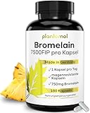 180 Bromelain Kapseln mit 7500 FIP pro Kapsel - Bromelain hochdosiert mit 750mg Bromelain Enzym aus Ananas-Extrakt - besonders hohe Enzymaktivität von 10.000 FIP/g - vegan - plantomol®