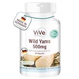 Yamswurzel-Extrakt 500 mg - 60 Kapseln Wild Yams mit 20% Diosgenin- hochdosiert und vegan - Dioscorea villosa | Qualität aus Deutschland von ViVe Supplements