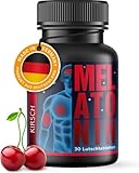 Melatonin Lutsch-Tabletten 30x für 2 Monate | 0,5 mg Melatonin pro Tag | 100% Made in Germany | Leckerer Kirsch-Geschmack | Mit Magnesium & Aminosäuren | Zuckerfrei & vegan | Effektives Einschlafen