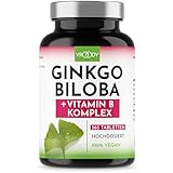 Ginkgo Biloba 50:1 Extrakt hochdosiert – PREIS-LEISTUNGS-SIEGER + Vitamin B Power Komplex, Vitamin B12 trägt zur Verringerung von Müdigkeit bei - 365 kleine Tabletten, leicht einzunehmen