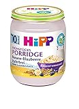 HiPP Bio Frühstücks-Porridge, Banane-Blaubeere Haferbrei, ohne Zuckerzusatz, 6 x 160g