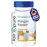 Fair & Pure® - Mangan Kapseln - 4mg als Mangangluconat - 90 Kapseln - gut resorbierbar durch Gluconatform - vegan - ohne Magnesiumstearat