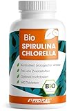 Bio Spirulina & Chlorella Presslinge 600x - optimal hochdosiert - 3000 mg Spirulina & 3000 mg Chlorella aus kontrolliertem Bio-Anbau - ohne Zusatzstoffe - laborgeprüft mit Zertifikat - 100% vegan