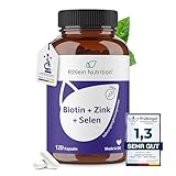 Biotin Hochdosiert + Zink + Selen Kapseln - Haut Haare Nägel Kapseln - 120 Kapseln 4 Monate Vorrat - Haar Vitamine - Vegan Ohne Zusätze in Deutschland hergestellt - Rhein Nutrition
