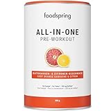 foodspring All-in-One Pre-Workout Booster for Energy & Focus - 200mg Caffeine Per Serving & Sugar Free - with EnXtra, Taurine, Citrulline, B6, B8, Choline & Ashwagandha (350g | Blood Oranges & Lemons)