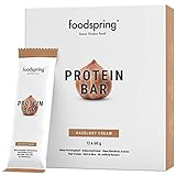 foodspring Protein Riegel, Hazelnut Cream, 12er Pack Eiweißriegel mit ganz wenig Zucker und viel Protein, viel Energie und lecker wie ein Schokoriegel