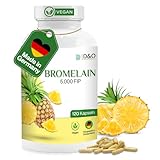 Bromelain hochdosiert, 5.000 FIP – 120 vegane Kapseln 500mg, hohe Enzymaktivität 2.500 GDU, Ananas Extrakt Bromelain Kapseln, Intenso Enzyme, natürliches Ananas Enzym ohne Zusatzstoffe