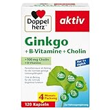 Doppelherz Ginkgo + B-Vitamine + Cholin - Mit Pantothensäure als Beitrag zur normalen geistigen Leistungsfähigkeit - 120 Kapseln