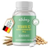 Vitabay Vitamin K2 hochdosiert 200 µg (mcg) - VEGAN 365 Vitamin K2 Tabletten MK7 MK-7 - Vitamin K2 MK7 200µg - Vit K2 Vitamin K 2 Vitamin K2 200µg All-Trans Form K2 Vitamin Vitamin-K2 Mk7 Vitamin K2