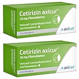 Cetirizin axicur 10 mg - Mit dem bewährter Wirkstoff Cetirizin gegen Heuschnupfen und ganzjährige Allergien - Doppelpack zum Sparpreis (2x100 Filmtabletten)