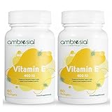 Ambrosial Vitamin E 400IU Natürliches Vitamin E Hochabsorbierbar Unterstützt ein gesundes Herz und eine gesunde Haut Gut für die Augengesundheit (Pack of 2-120 Softgels)