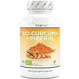Bio Curcuma - 365 Kapseln - mit Curcumin aus Kurkuma und Piperin aus Bio schwarzem Pfeffer - Laborgeprüft - Hochdosiert - Vegan