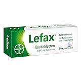 Lefax Kautabletten - mit 42 mg Simeticon - bei leichten Blähungen - mit Pfefferminzgeschmack - für Kinder geeignet - 1 x 50 Tabletten