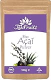 Acai Pulver Bio (100g) - JoJu Fruits - (Vegan, Glutenfrei, Laktosefrei) Superfood aus Bio Acai Beeren