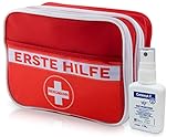 Erste Hilfe Set, deutschsprachig + Notfalltasche, Erste Hilfe Tasche, Notfall-spezifischer Inhalt - Wandern, Reise, Zuhause, Pflaster, Strips
