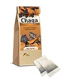 Chaga Pilz portioniert in 60 Beuteln je 1g wild gesammelt Schonend getrocknet vegan Qualität vom Fachhandel Broschüre mit vielen Rezepten