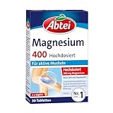 Abtei Magnesium 400 - hochdosiertes Magnesium - für aktive Muskeln - glutenfrei, laktosefrei und vegan - 30 Tabletten
