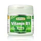 Vitamin B1, 100 mg, hochdosiert, 180 Tabletten, vegan - OHNE künstliche Zusätze. Ohne Gentechnik.