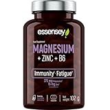 ESSENSEY - Magnesium + Zinc + Vitamin B6 Komplex I 404 mg Nährstoffreiche Mineralien I 120 Kapseln I Erstklassige Qualität I Vegetarier & ohne Zusätze I 60 Tagesdosen| Laborgeprüft