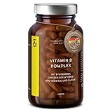 Vitamin B Komplex - alle 8 B Vitamine + Kofaktoren - 120 Kapseln (4 Monate) - Vit B1, B2, B3, B5, B6, B7, B9, B12 - Mit Myo-Inositol + Cholin - Bioaktiv & Vegan