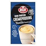 RUF High Protein Cremepudding Vanille-Geschmack, Vanille-Pudding aus der Tasse mit 13g Protein pro Portion, einfache Zubereitung, glutenfrei, 1 x 59g