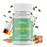 Vitabay Vitamin B3 Niacin 500 mg - 90 VEGANE Flush Free Niacinamide Kapseln - Vitamin B3 hochdosiert Niacinamide - Vitamin B3 Niacinamide B3 Vitamin - Niacinamid Kapseln -Laborgeprüftes Vitamin B 3
