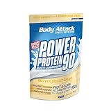 Body Attack Power Protein 90, Butter Biscuit Cream, 500g - 5K Eiweißpulver mit Whey-Protein, L-Carnitin und BCAA für Muskelaufbau und Fitness, Made in Germany