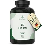 Brahmi Kapseln Bio - Hochdosiert: 1.500mg mit 2,5% Bacoside - Big Pack: 360 Kapseln - Bacopa Monnieri Brahmi Pulver - Ayurveda - Vegan - Deutsche Produktion - TRUE NATURE