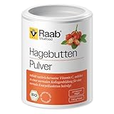 Raab Vitalfood Bio Hagebutten-Pulver mit pflanzlichen Omega-3 & 6-Fettsäuren & natürlichem Vitamin C für eine normale Kollagenbildung & Knorpelfunktion (150g) I Made in Germany
