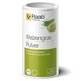 Raab Vitalfood Bio Weizengras-Pulver mit Folsäure & Vitamin K, perfekt für Smoothies & Shakes, vegan, glutenfrei, 1x 140 g Packung