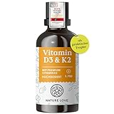 Vitamin D3 + K2 (50ml) - Hoch bioverfügbar durch Original K2VITAL® 99,7% all-trans - laborgeprüfte 1000 I.E. Vitamin D3 pro Tropfen (1700 Tropfen mit Vitamin D + Vitamin K) - in MCT-Öl - Hochdosiert