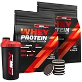 2 kg Whey Protein Komplex + Premium Shaker - Mit Isolate Anteil - Instant lösliches Eiweiss Protein Pulver mit BCAA & EAA - German Elite Nutrition - (2 x 1000 g Cookies & Cream)