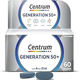 Centrum Generation Multivitamin 50+ – Hochwertiges Nahrungsergänzungsmittel mit Mikronährstoffen – Für Erwachsene ab 50 Jahren – Vitamine, Mineralstoffe, Spurenelemente – 1 x 60 Tabletten