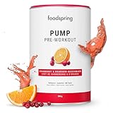 foodspring Pump Pre-Workout for Extra Boost in Training - Pre Workout Drink Caffeine-Free & Sugar Free - Pre Workout Booster for Muscle Growth & Performance (390 g | Cranberry & Orange)