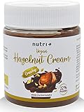 Protein-Creme Vegan MHD - nur 0,1g Zucker pro Portion - Schoko-Creme mit 22% Eiweiß - Schokolade Nuss Cream Crunch Aufstrich - Nutri-Plus Chocolate Hazelnut Spread laktosefrei