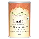 Amla Pulver Bio Amalaki Beere Fruchtpulver (Vegan Ayurvedisch) Indische Stachelbeeren Amla Frucht - Organic Amla Berry Fruit Powder | PureRaw 40g