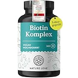Biotin mit Zink & Selen - hochdosiert mit 10.000 µg Biotin - 365 Tabletten für Haare, Haut und Nägel - mit Vitamin B5 & Silizium - Haar Vitamine & Mineralstoffe im Jahresvorrat - vegan & laborgeprüft