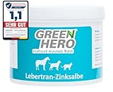 Green Hero Lebertran-Zinksalbe, 500g, bei Hautproblemen von Haustieren, unterstützend bei Wunden, Reizungen, Juckreiz, Mauke und anderen Hautproblemen, für Pferd, Hund, Katze und Co