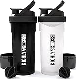 Shaker Proteinshake 2er-Pack (700 ml) - Protein Shaker für Eiweiß- & Sportgetränke mit Shake Becher und Kugel - Schwarz