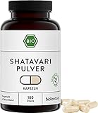 Shatavari Kapseln BIO | 180 Stück vegane Kapseln | 1500 mg je Tagesdosis | ohne Zusätze | in Deutschland hergestellt und laborgeprüft | bioKontor